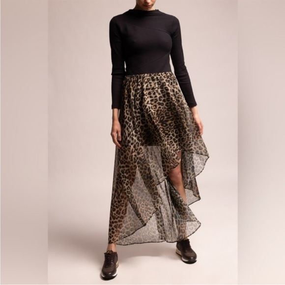 All Saints Dresses & Skirts - All Saints High Low Sheer Animal Print Skirt Size 10